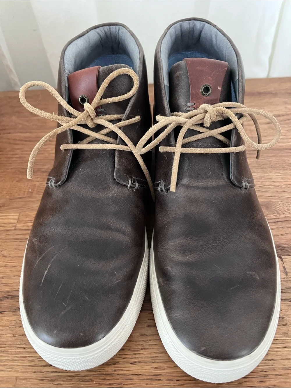 Sperry Dark Brown Leather Chukka Boots with White Sole